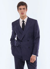 Double-breasted striped serge suit