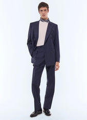 Double-breasted striped serge suit