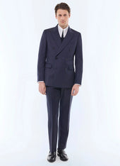Striped wool twill double-breasted suit