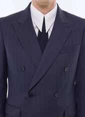 Striped wool twill double-breasted suit