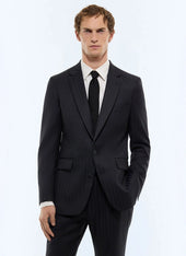 Fitted striped wool twill suit