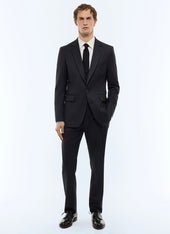 Fitted striped wool twill suit
