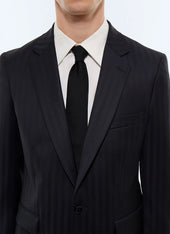 Fitted striped wool twill suit