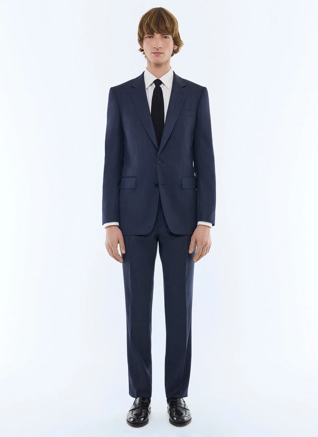 Fitted Faux Plain Virgin Wool Suit