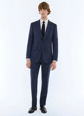 Fitted Faux Plain Virgin Wool Suit