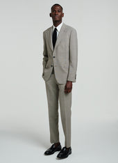 Houndstooth pattern basket weaved wool suit