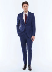 Fitted herringbone wool suit