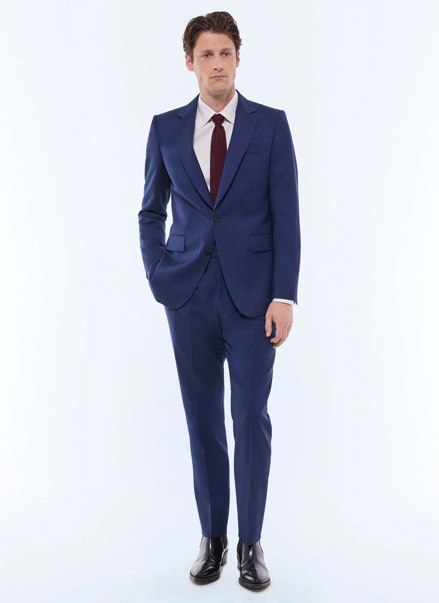 Fitted herringbone wool suit