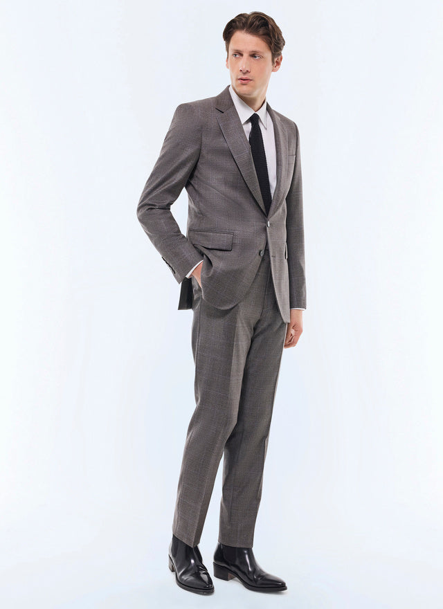 Fitted Prince Of Wales Wool Suit