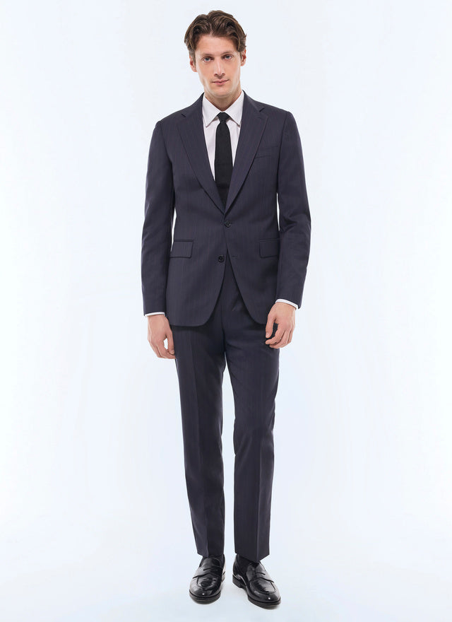 Wool Twill Fitted Suit With