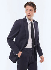 Wool twill fitted suit with stripes