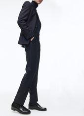 Wool fitted suit with plumetis