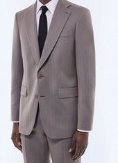 Wool fitted suit with herringbone