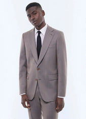 Wool fitted suit with herringbone