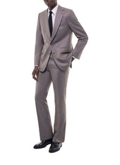 Wool Fitted Suit With Herringbone