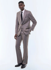 Wool fitted suit with herringbone