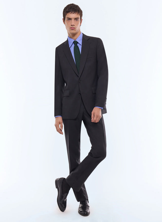Fitted Wool Canvas Suit