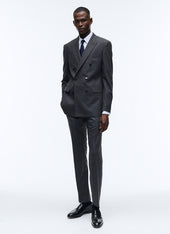 Grey wool flannel double-breasted suit