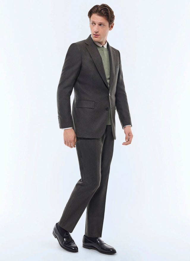 Fitted Wool Flannel Suit