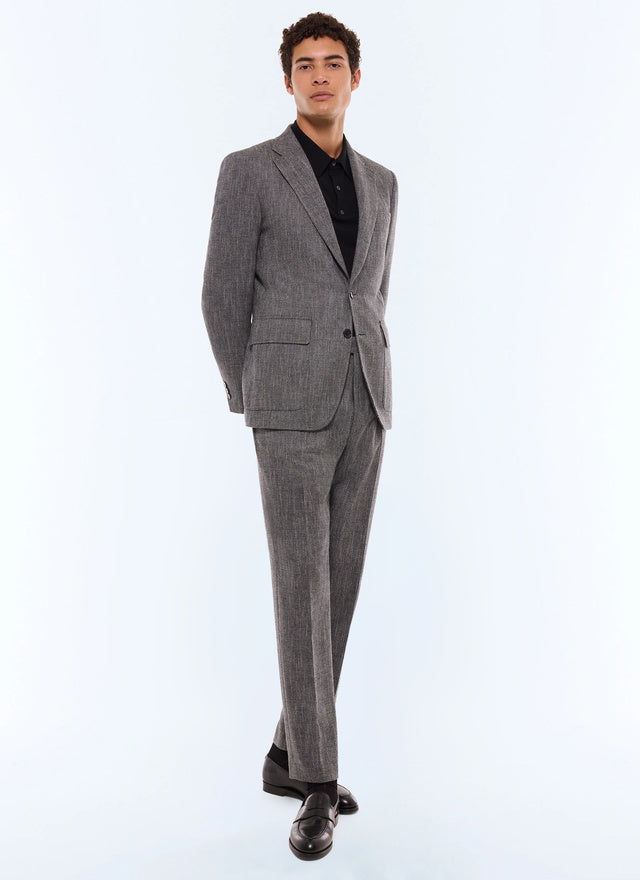 Straight Cut Herringbone Wool Suit