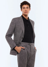 Straight Cut Herringbone Wool Suit