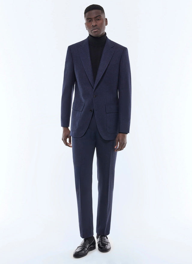Straight Cut Herringbone Wool Suit
