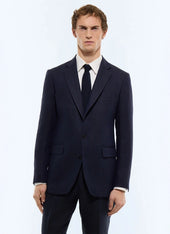 Linen fitted suit with chevron