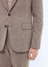 Straight cut herringbone wool suit