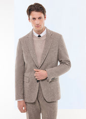Straight cut herringbone wool suit