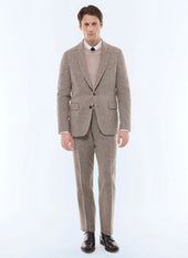Straight cut herringbone wool suit
