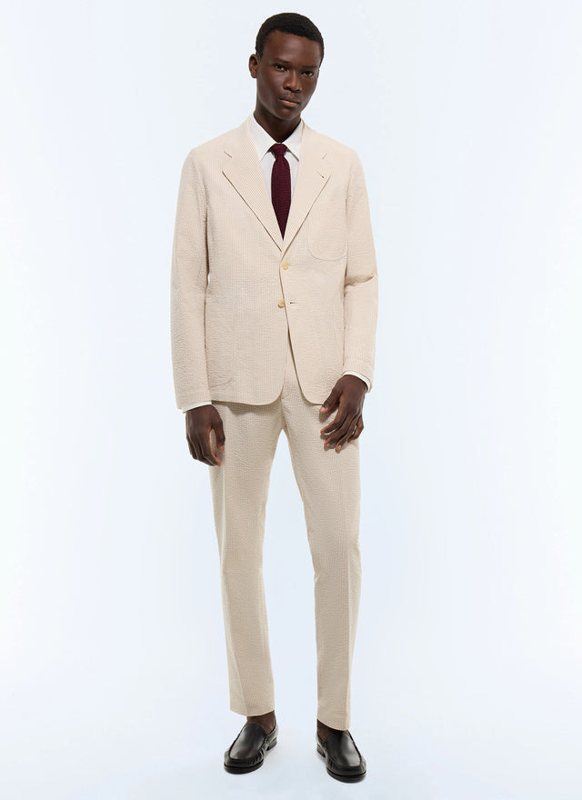 Striped seersucker cotton suit