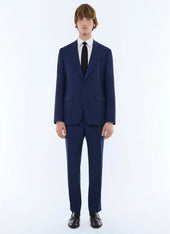 Basket weaved wool straight suit