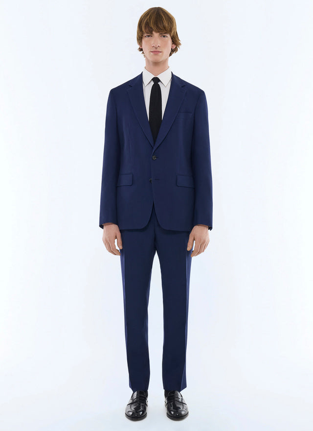 Basket weaved wool straight suit