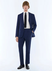 Basket weaved wool straight suit