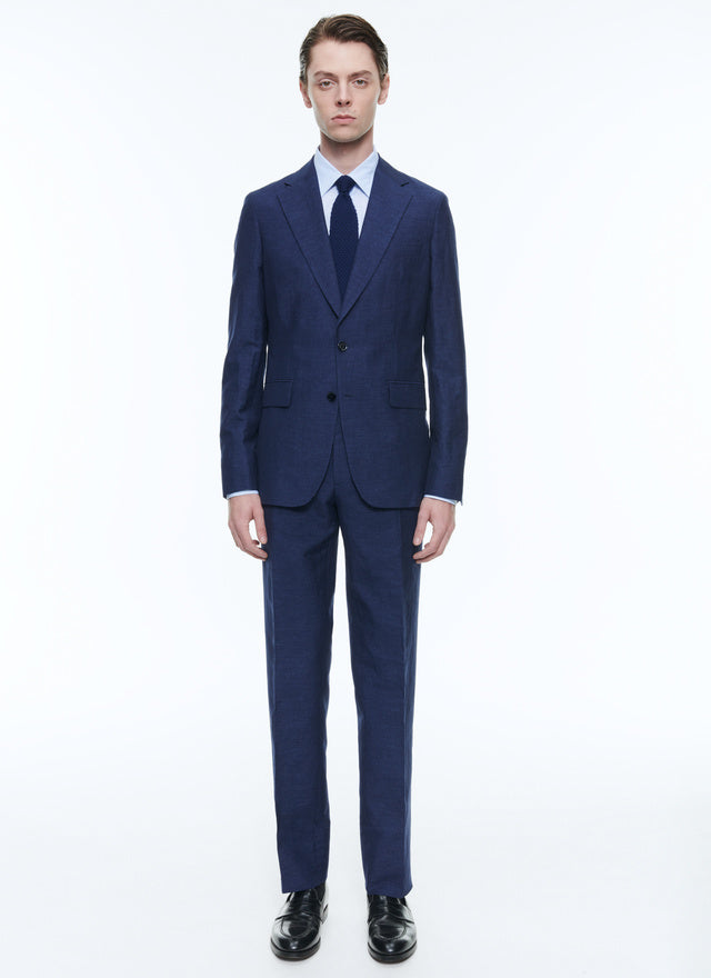 Linen and virgin wool straight suit