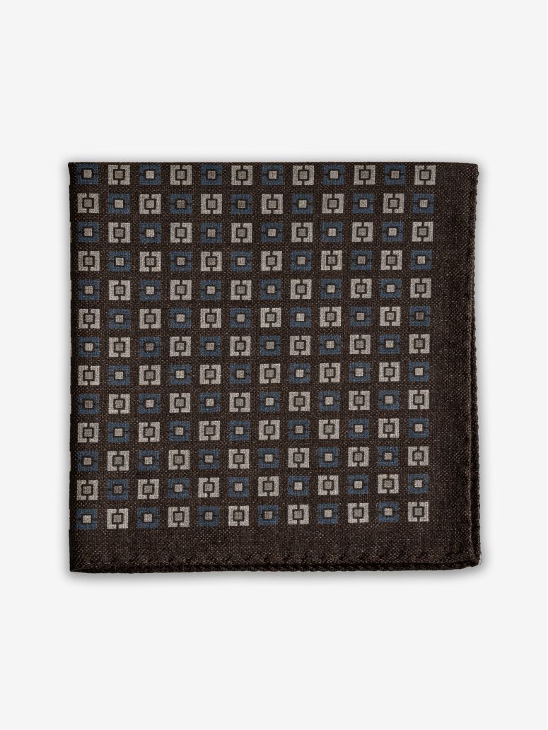 Suit Pocket Square In Wool With Square Pattern