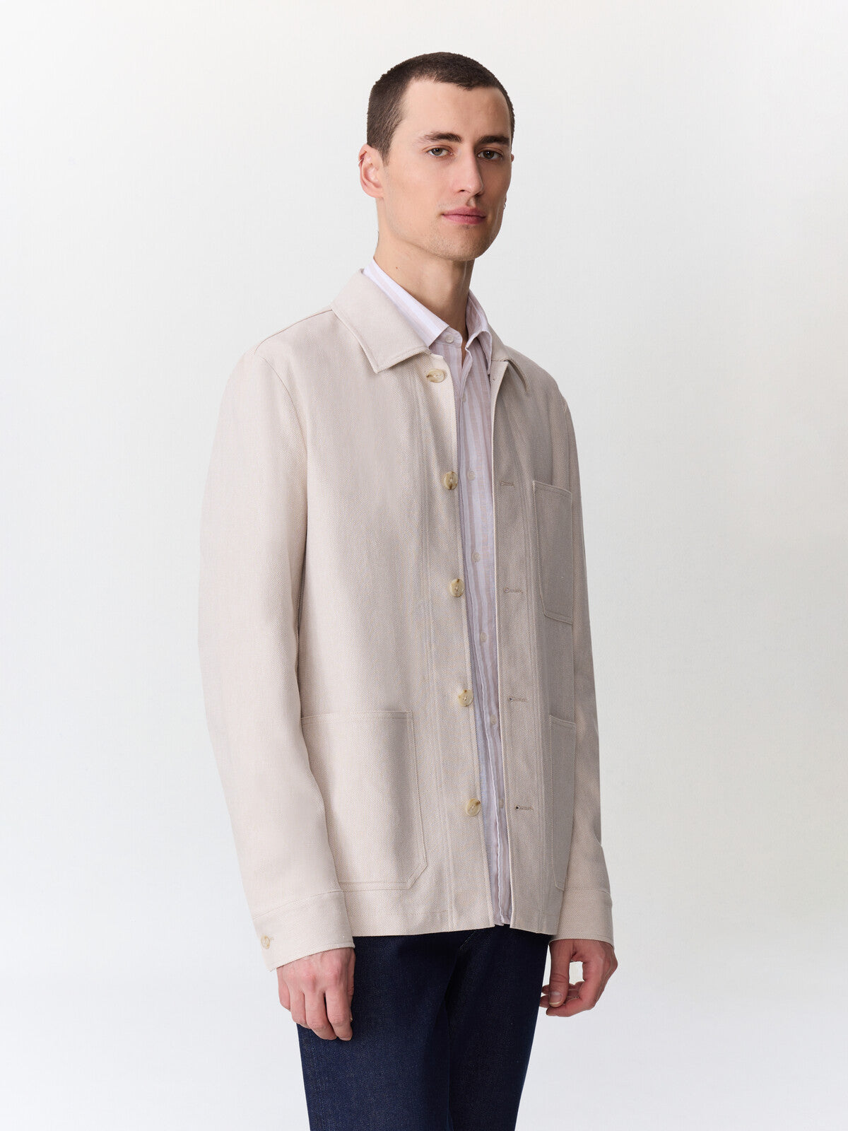 Surchemise En Lin Et Coton Beiges