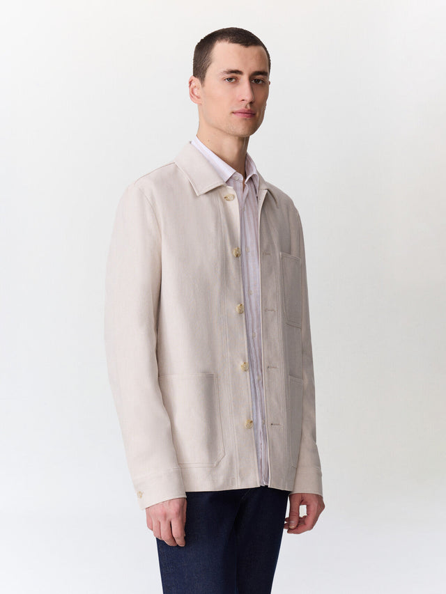 Surchemise en lin et coton beiges