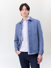 Surchemise en coton bleu chambray