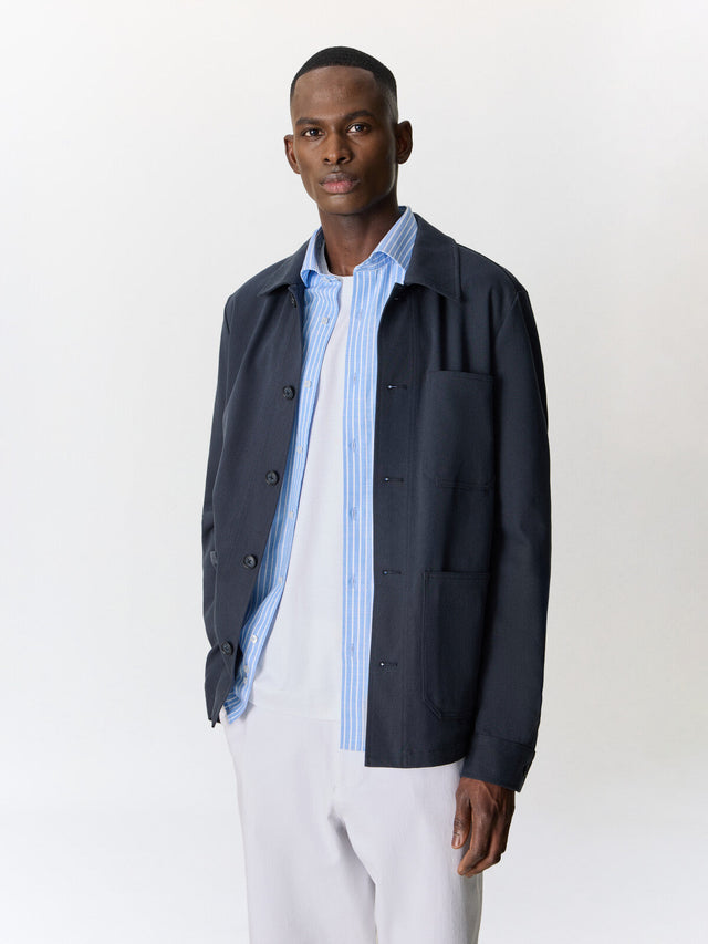 Surchemise en coton bleu marine
