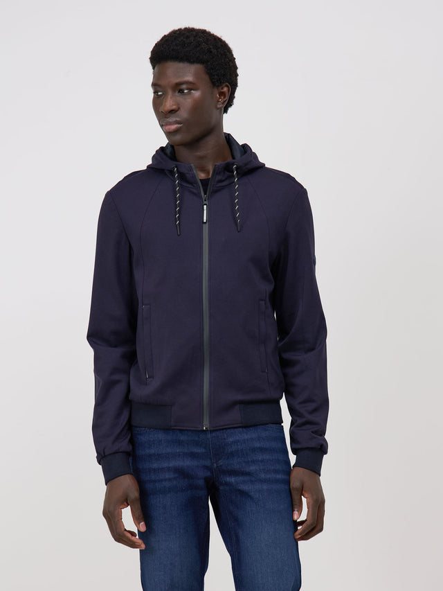 Sweat à capuche zippé bleu marine