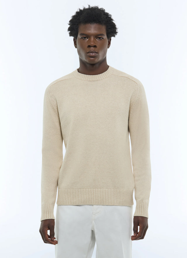 Round Neck Cotton And Wool Sweater