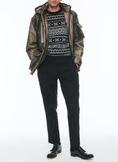 Wool Sweater With Round Collar