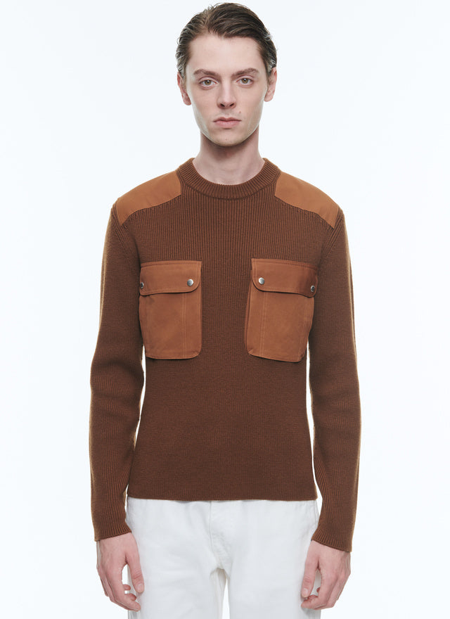 Wool and cotton ribbed sweater