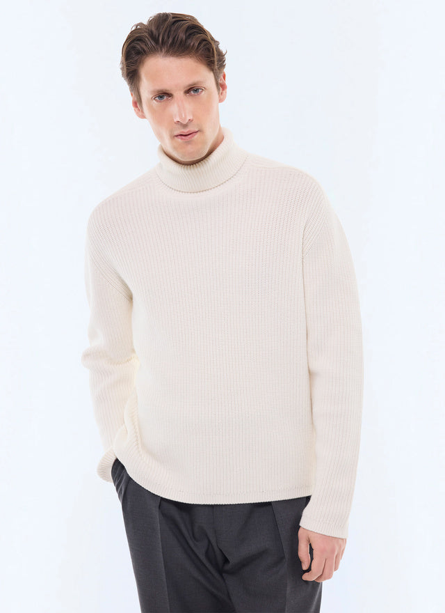 Sweater in cotton and certified wool