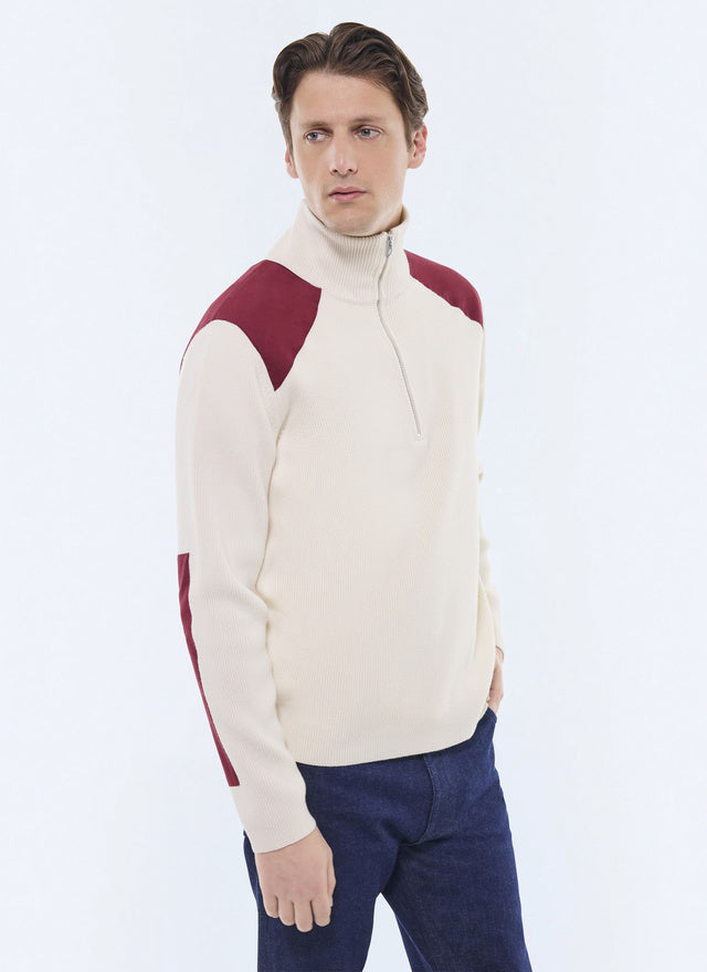 Cotton and wool zip-neck sweater