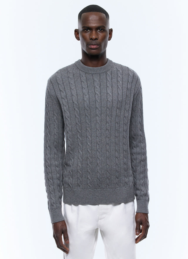 Cotton and wool cable knit sweater