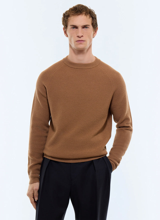 Moss stitch wool sweater
