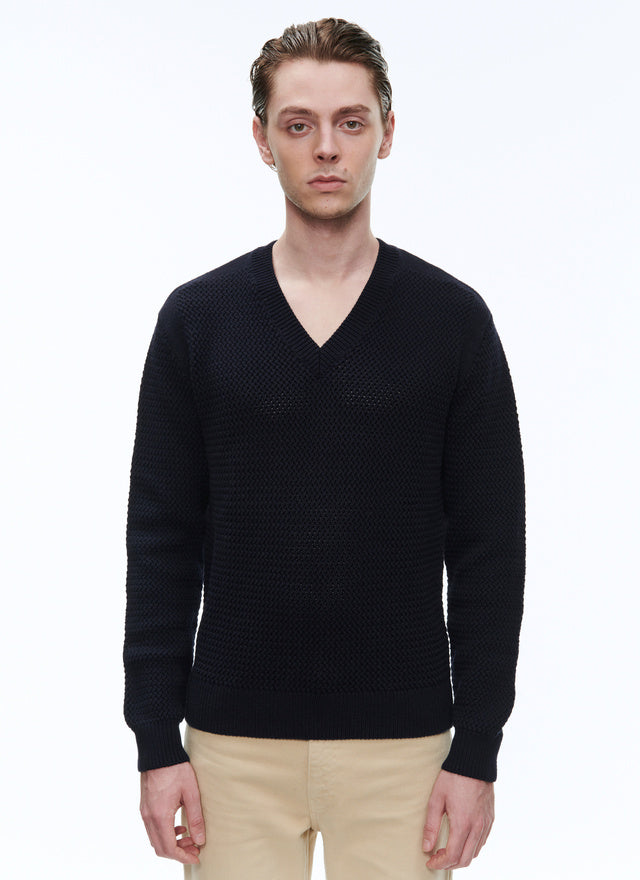 Openwork Wool And Cotton Sweater
