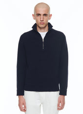 Wool Ribbed Sweater With Zipped Rollneck